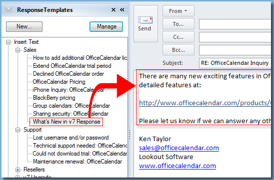 Response Templates for Microsoft Outlook 2.0.0.0 screenshot
