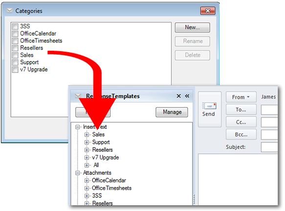 Outlook email template categories